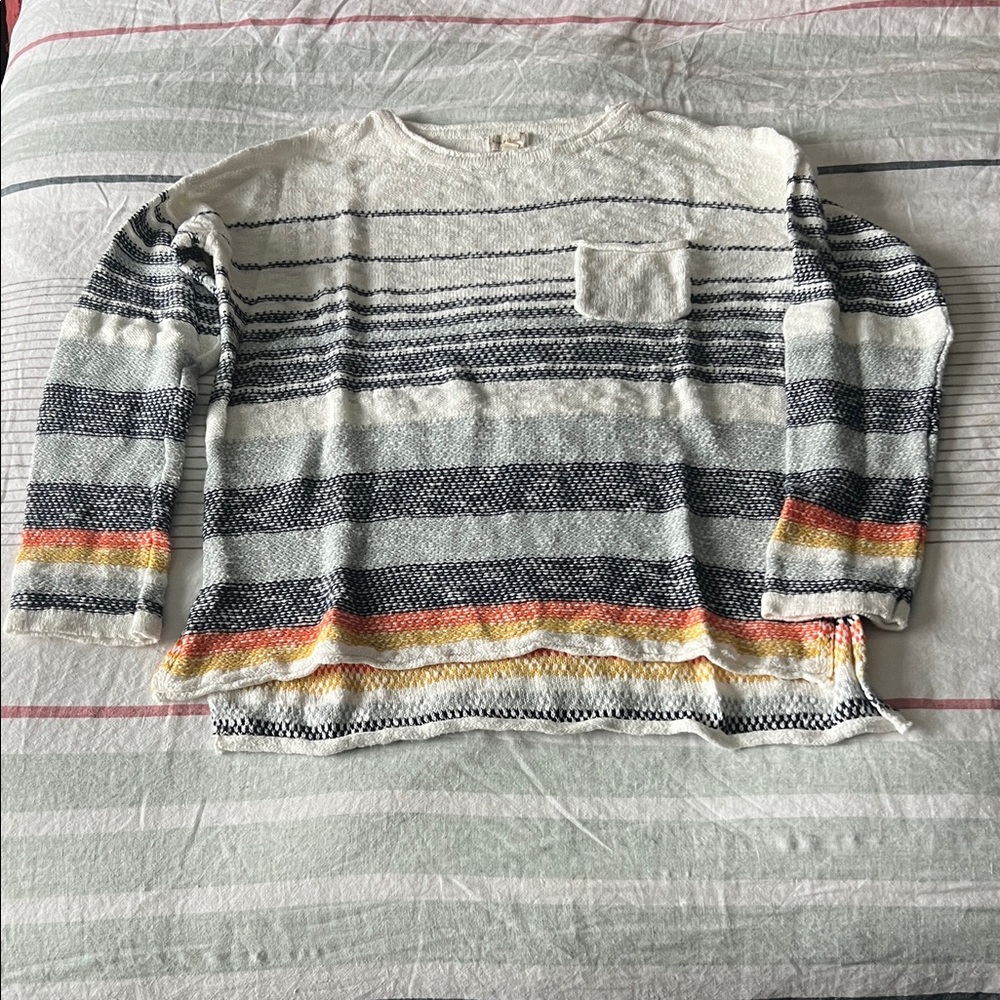 Hem & Thread Striped Sweater - Cream, Black, Yellow, Red
